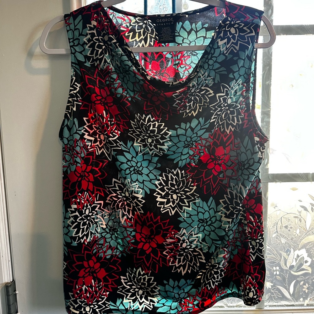George Women's Floral Tank Top - Red, Blue, Black
